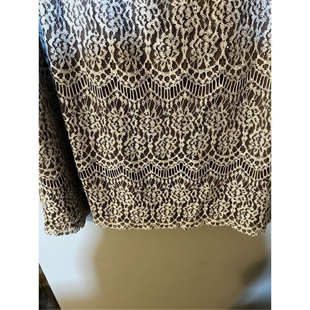 J Howard Missy Women’s Size 16 Lace Overlay Shift Dress Beige 3/4 Sleeve NWT - Picture 9 of 12